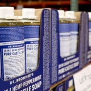 Dr. Bronner's Pure-Castile Liquid Soap on shelves at Costco